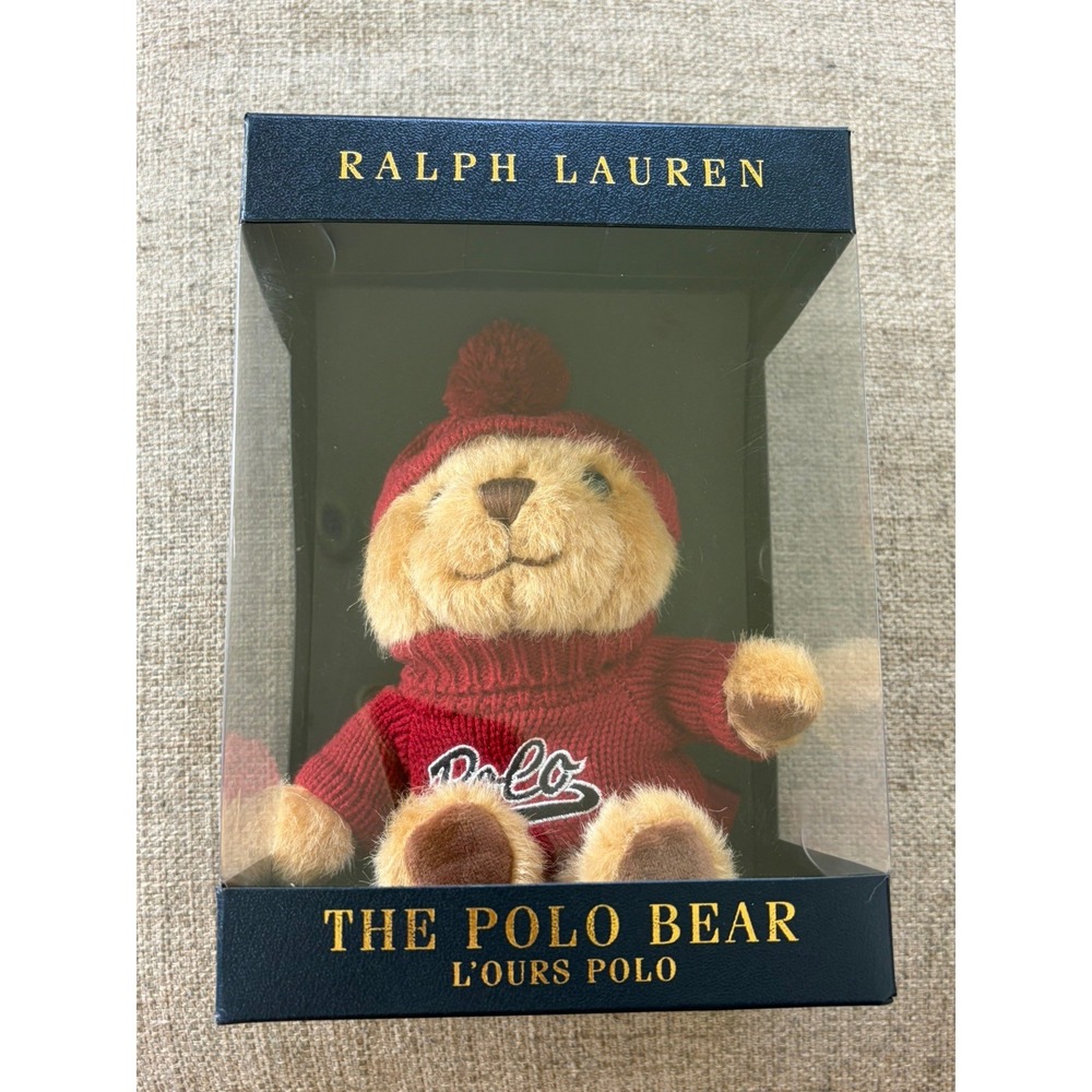 New! Ralph Lauren The Polo Christmas Bear L'ours Red Classic Sweater & Beanie